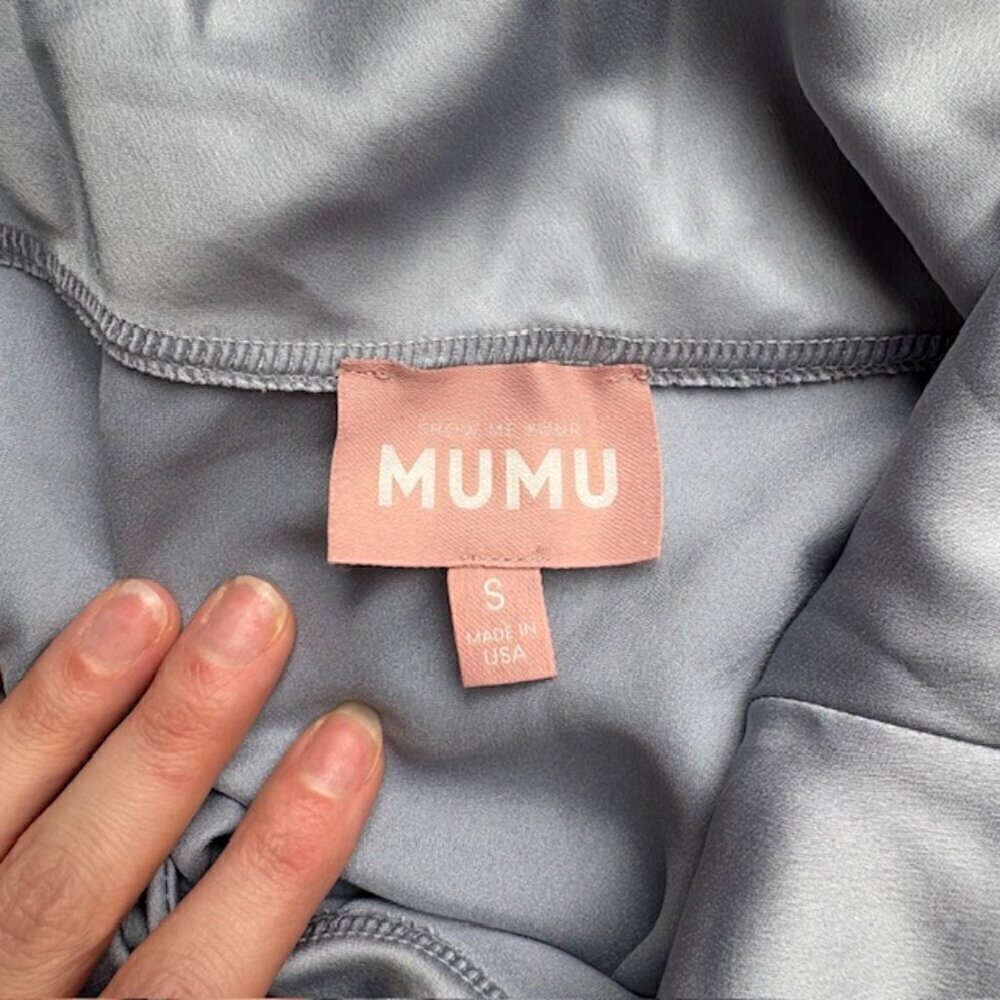 Show Me Your MuMu Tuscany Midi Slip Dress in Silver Luxe Satin - Picture 2 of 6